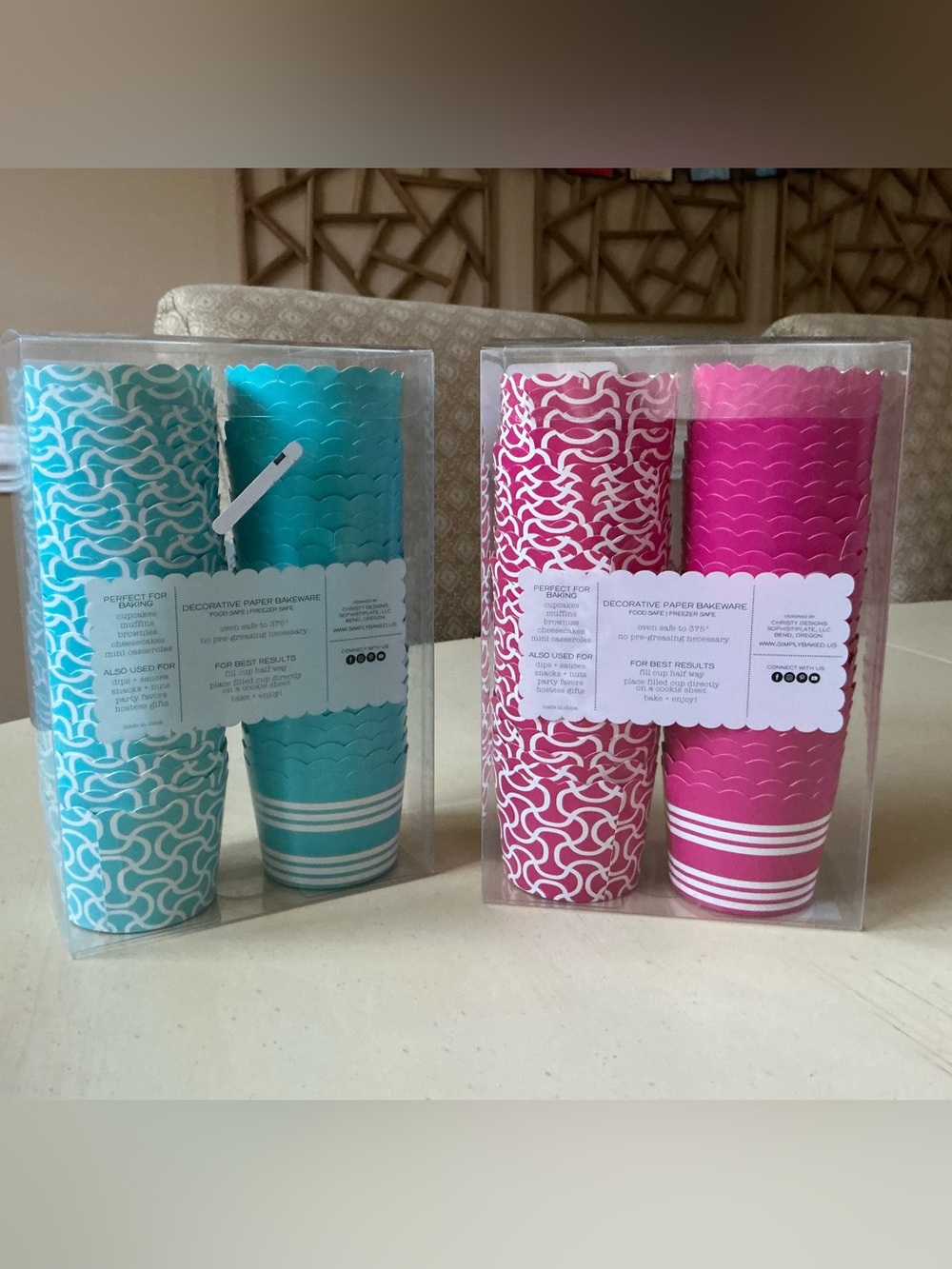 2 New Packages of  Baking Cups - Hot Pink & Turquoise